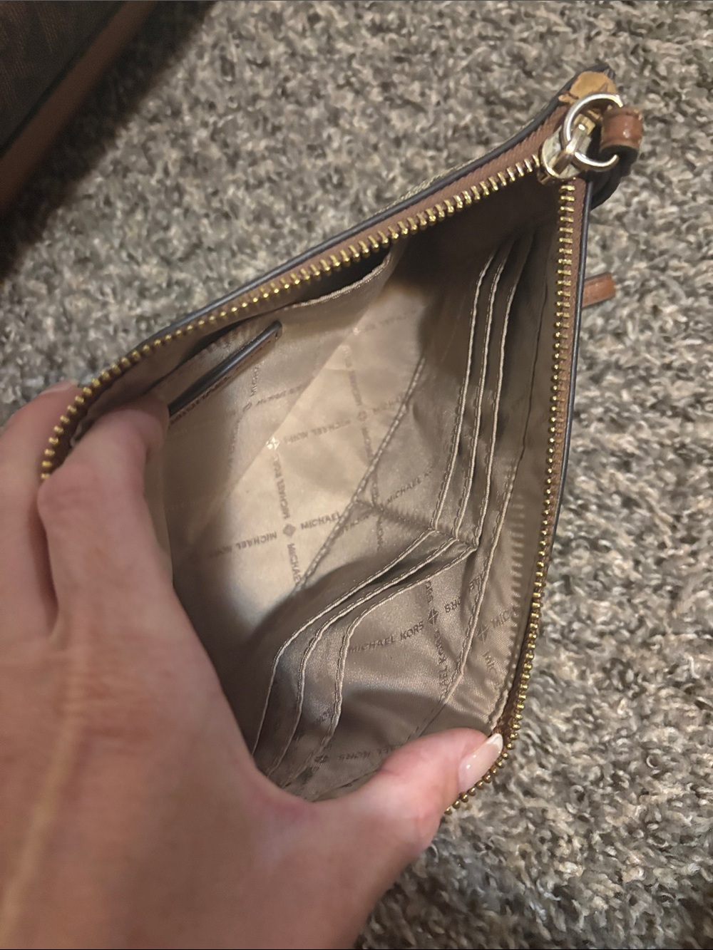 Michael Kors Brown Logo Tote with Tan Trim and Matching Wristlet - Picture 9 of 11